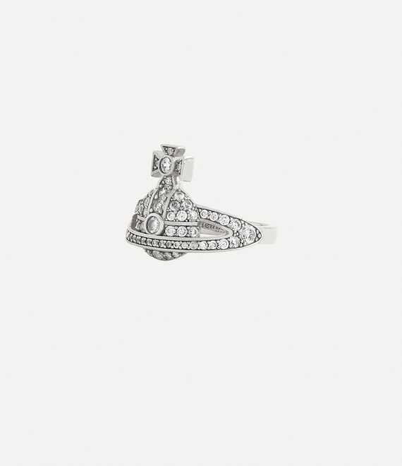 Vivienne Westwood mini orb ring in PLATINUM/WHITE CZ